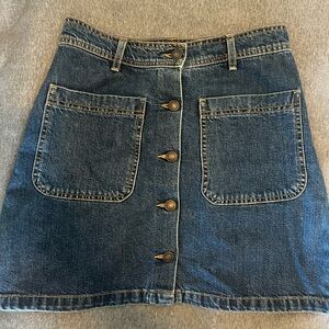 Denim Button-Front Skirt